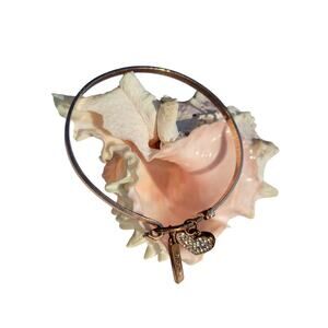 Charm Bracelet HOOK EYE COPPER TONED heart 'love often' dainty y2k going out